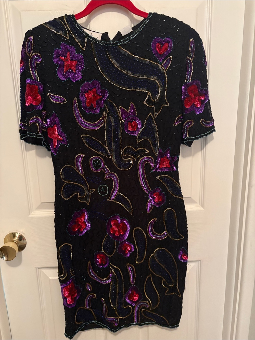 Vintage Laurence Kazar New York silk sequin and beaded dress